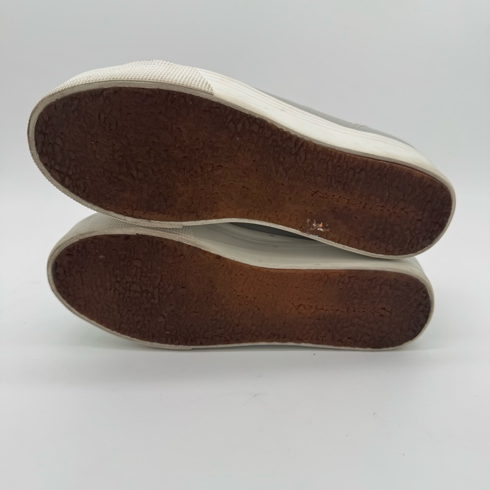 Superga Gray Leather Platform Sneaker Size 7 - Picture 10 of 12